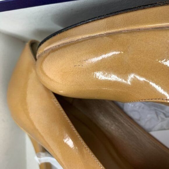Stuart Weitzman Adobe Aniline Platswoon Nearly Nude Patent Leather Pumps Sz 8.5 - Picture 12 of 13